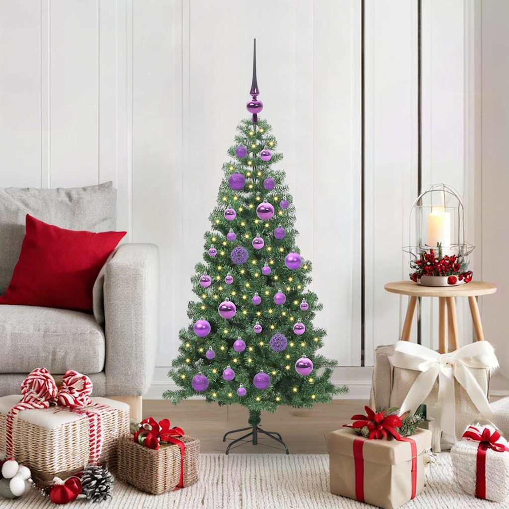 Juletræ med 150 LED'er med stativ Grøn 120 cm PVC billede