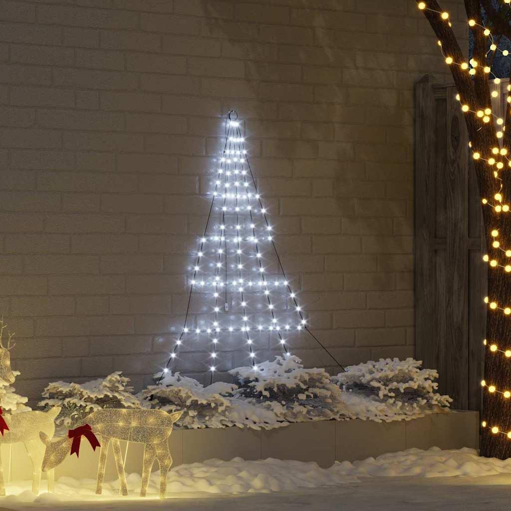 LED Juletræ med jordsøjler med jordspyd Kold hvid 180 cm Metal billede