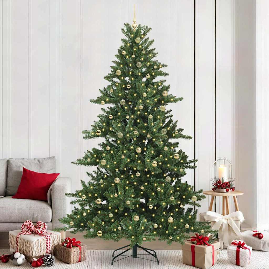 vidaXL Kunstigt Hinged Juletræ med 300 LED'er Grøn 240 cm PVC og Stål