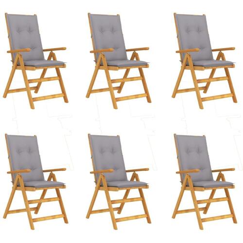 Foldbare havestole 6 stk. med hynder massivt akacietræ