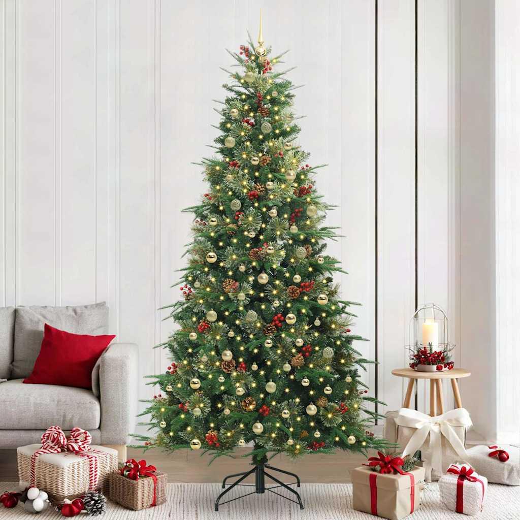 vidaXL Kunstigt Hinged Juletræ med 300 LED'er Grøn 240 cm PE og PVC