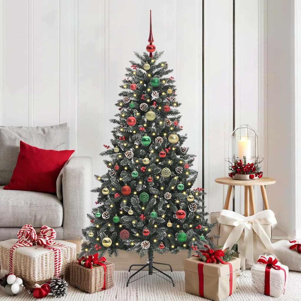 Kunstigt juletræ med 150 LED'er Grøn 83,5 x 83,5 x 150 cm billede