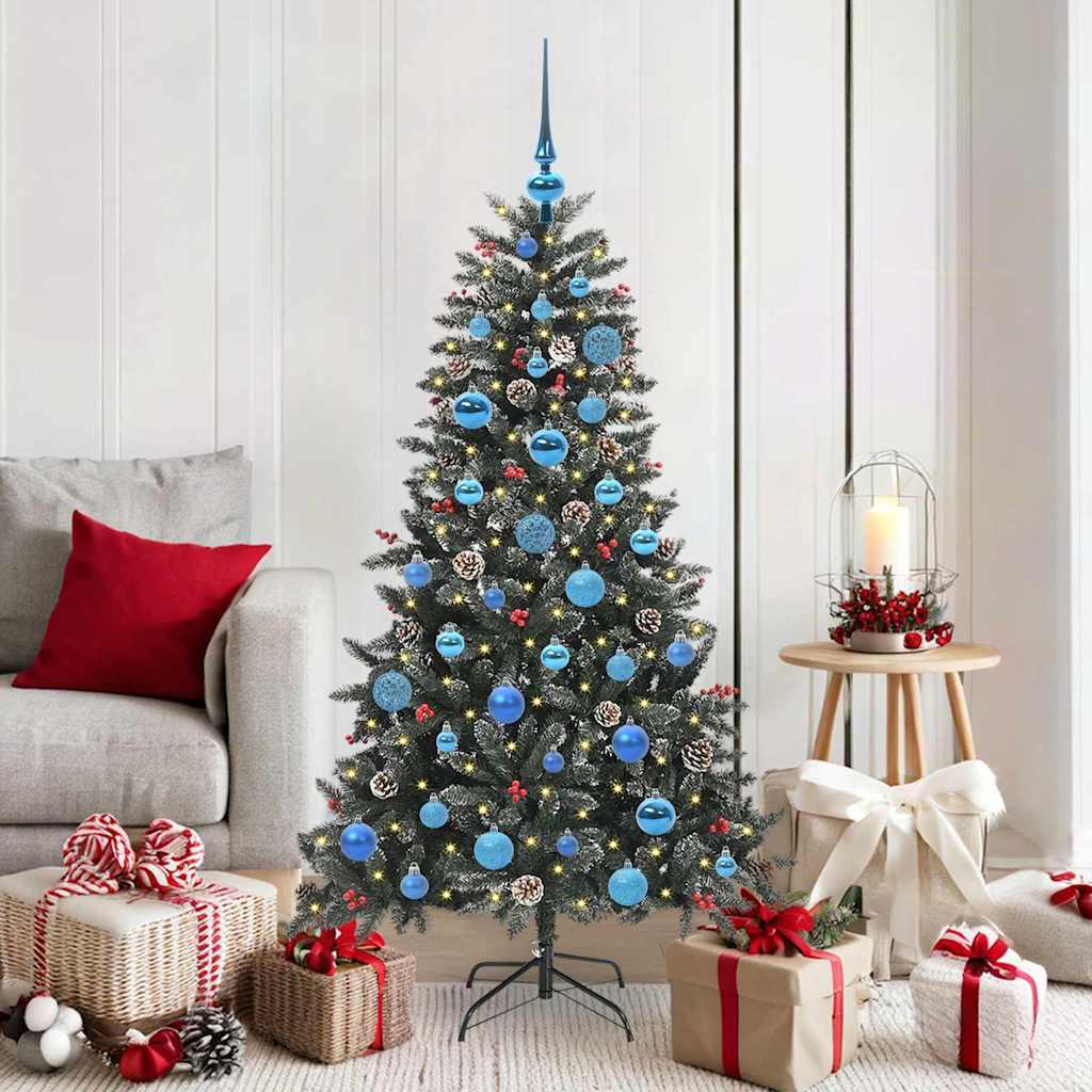 Kunstigt juletræ med 150 LED'er Grøn 83,5 x 83,5 x 150 cm billede