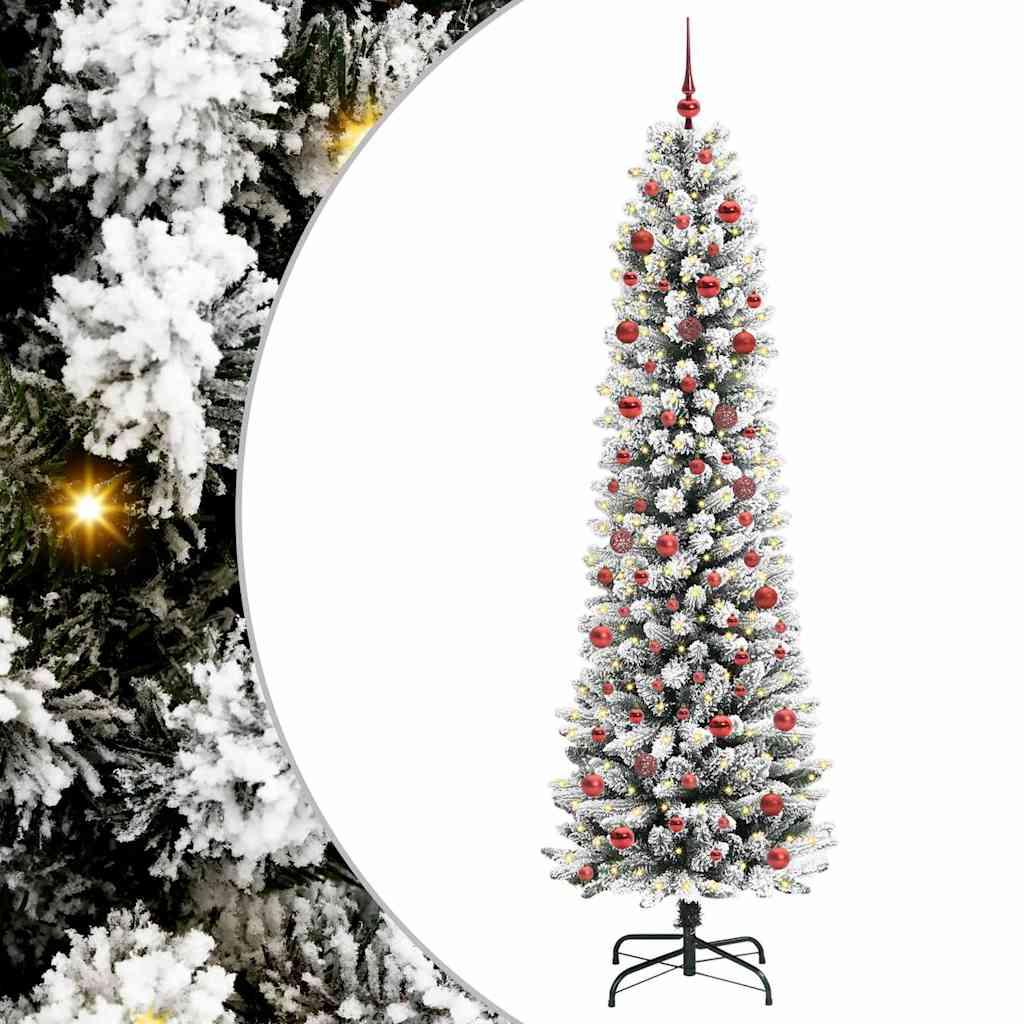 Kunstigt juletræ Grøn og hvid 210 cm PVC og metal og plast billede