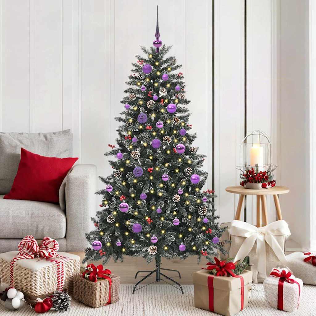 Kunstigt juletræ med 150 LED'er Grøn 83,5 x 83,5 x 150 cm billede