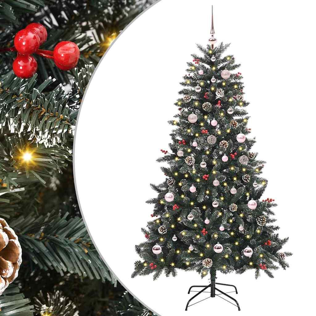 Kunstigt juletræ med 150 LED'er Grøn 83,5 x 83,5 x 150 cm billede