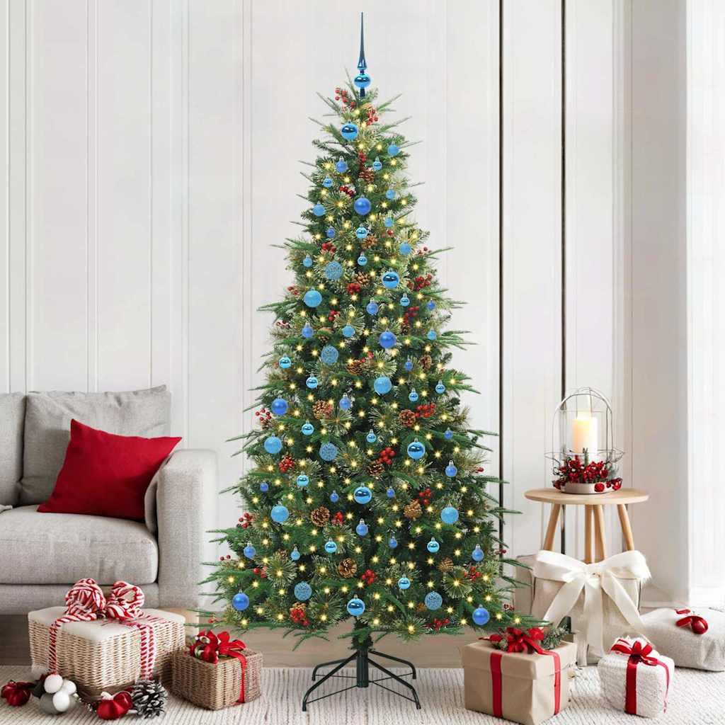Kunstigt Hinged Juletræ med 300 LED'er Grøn 210 cm PE og PVC billede