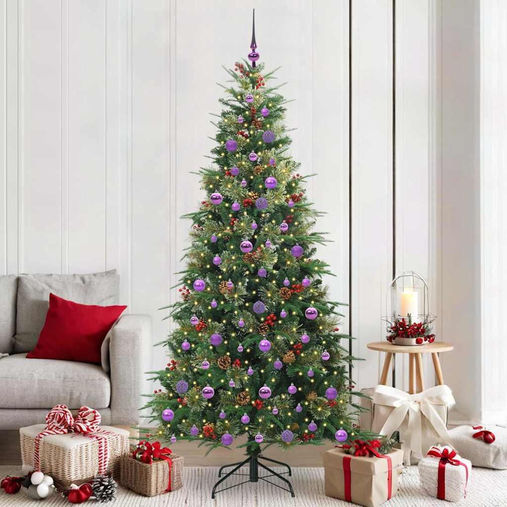 Kunstigt Hinged Juletræ med 300 LED'er Grøn 210 cm PE og PVC billede