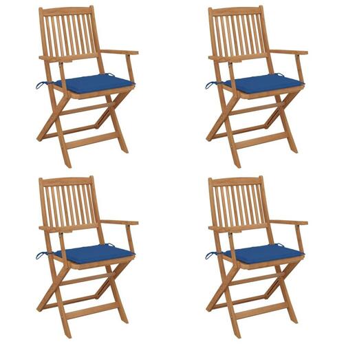 Foldbare havestole 4 stk. med hynder massivt akacietræ