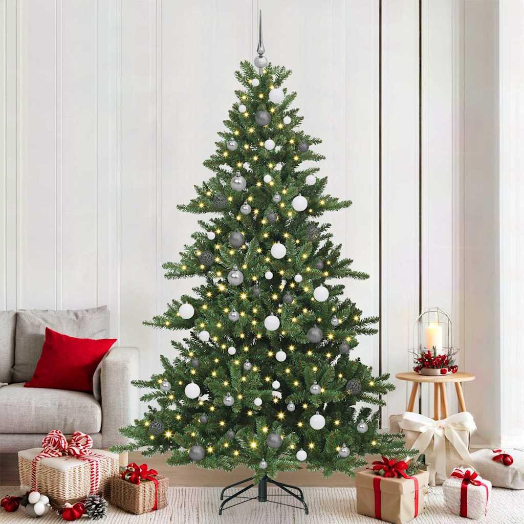 Kunstigt Hinged Juletræ med 300 LED'er med stativ 210 cm PVC billede