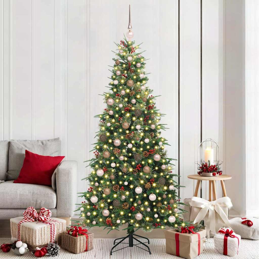 vidaXL Kunstigt Hinged Juletræ med 300 LED'er Grøn 210 cm PE og PVC