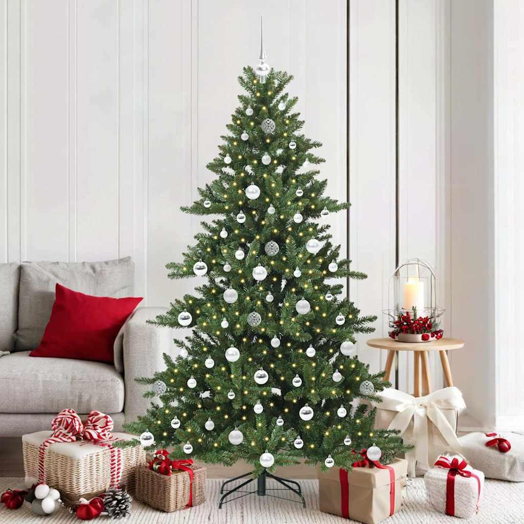 Kunstigt Hinged Juletræ med 300 LED'er med stativ 180 cm PVC billede