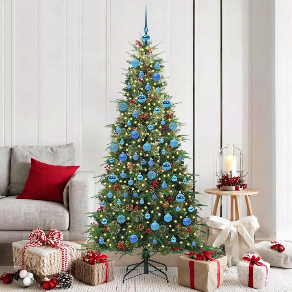 Kunstigt Hinged Juletræ med 300 LED'er Grøn 180 cm PE og PVC billede