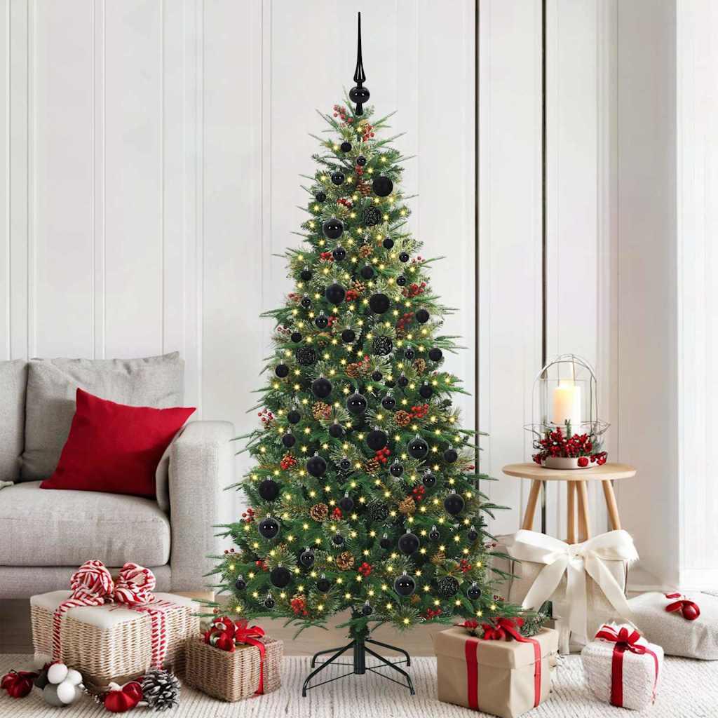 Kunstigt Hinged Juletræ med 300 LED'er Grøn 180 cm PE og PVC billede