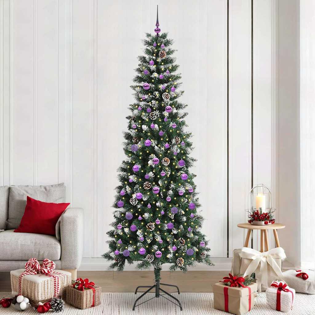 Kunstigt juletræ 240 cm med lys - grøn, PVC/stål, USB billede