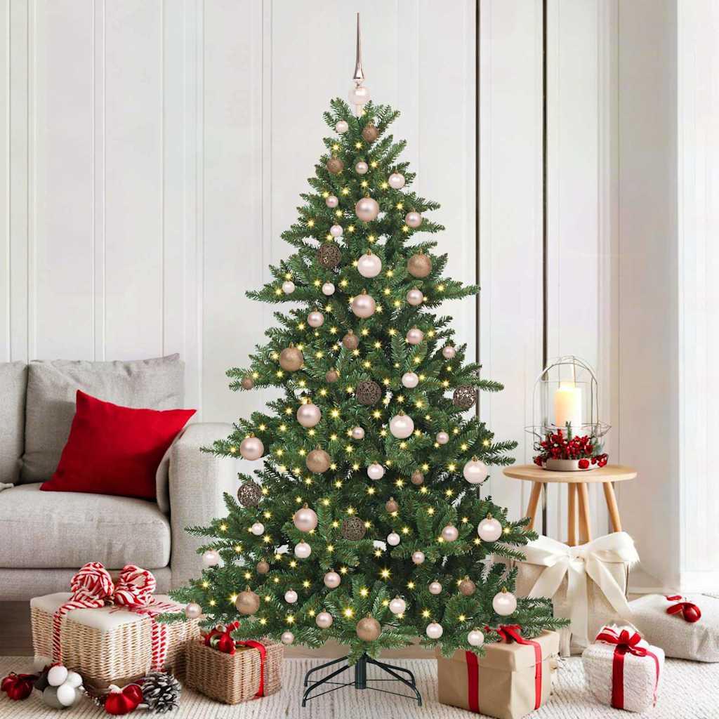 vidaXL Kunstigt Hinged Juletræ med 300 LED'er Grøn 180 cm PVC og Stål