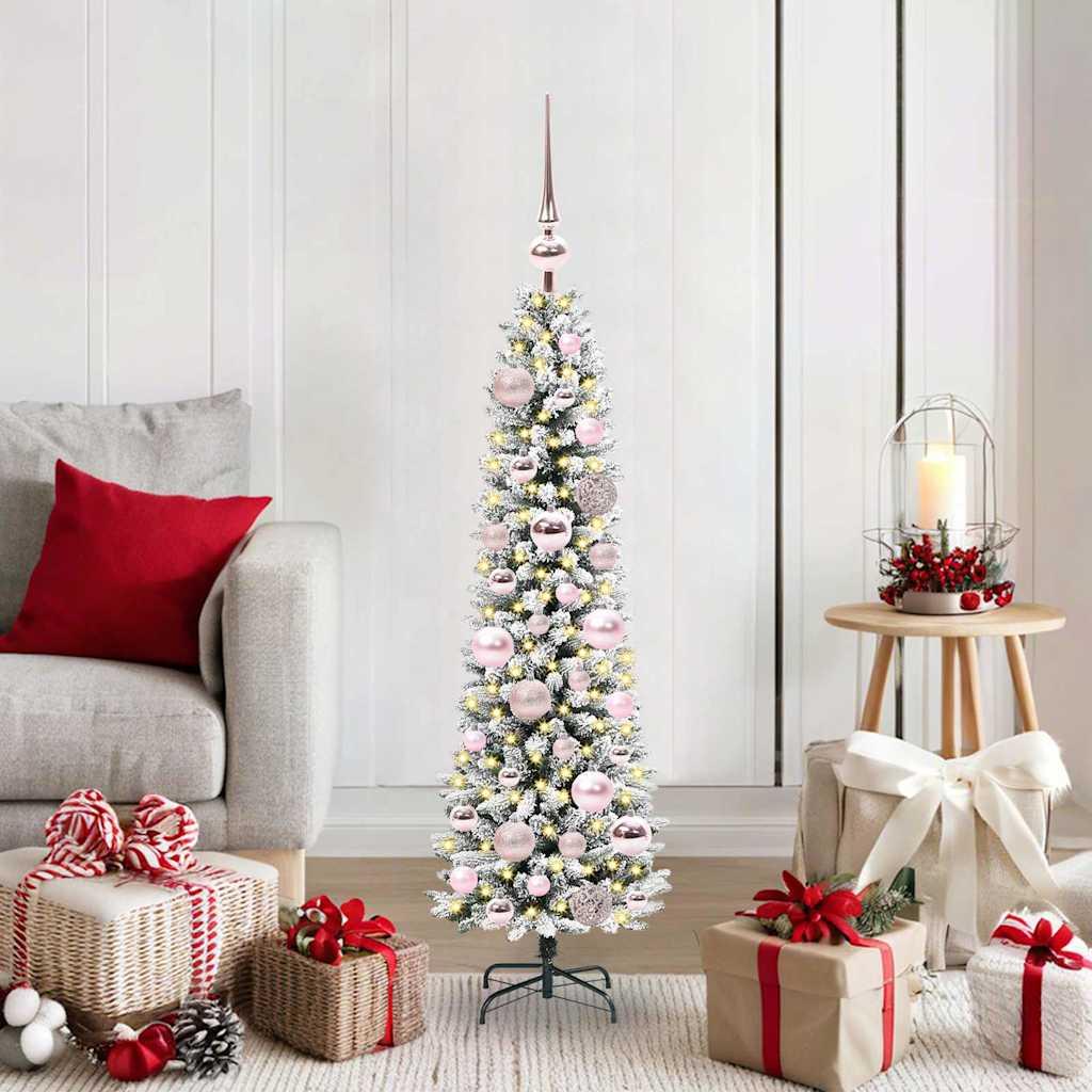 Kunstigt juletræ - hvid kegleform, 120 cm med LED og stativ billede
