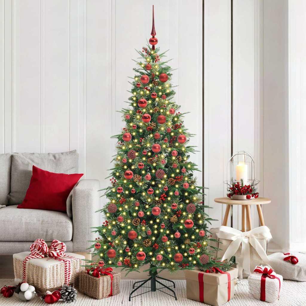 Kunstigt Hinged Juletræ med 300 LED'er Grøn 180 cm PE og PVC