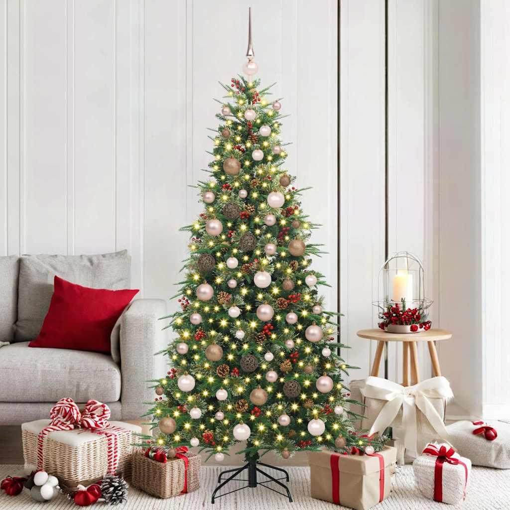 vidaXL Kunstigt Hinged Juletræ med 300 LED'er Grøn 180 cm PE og PVC