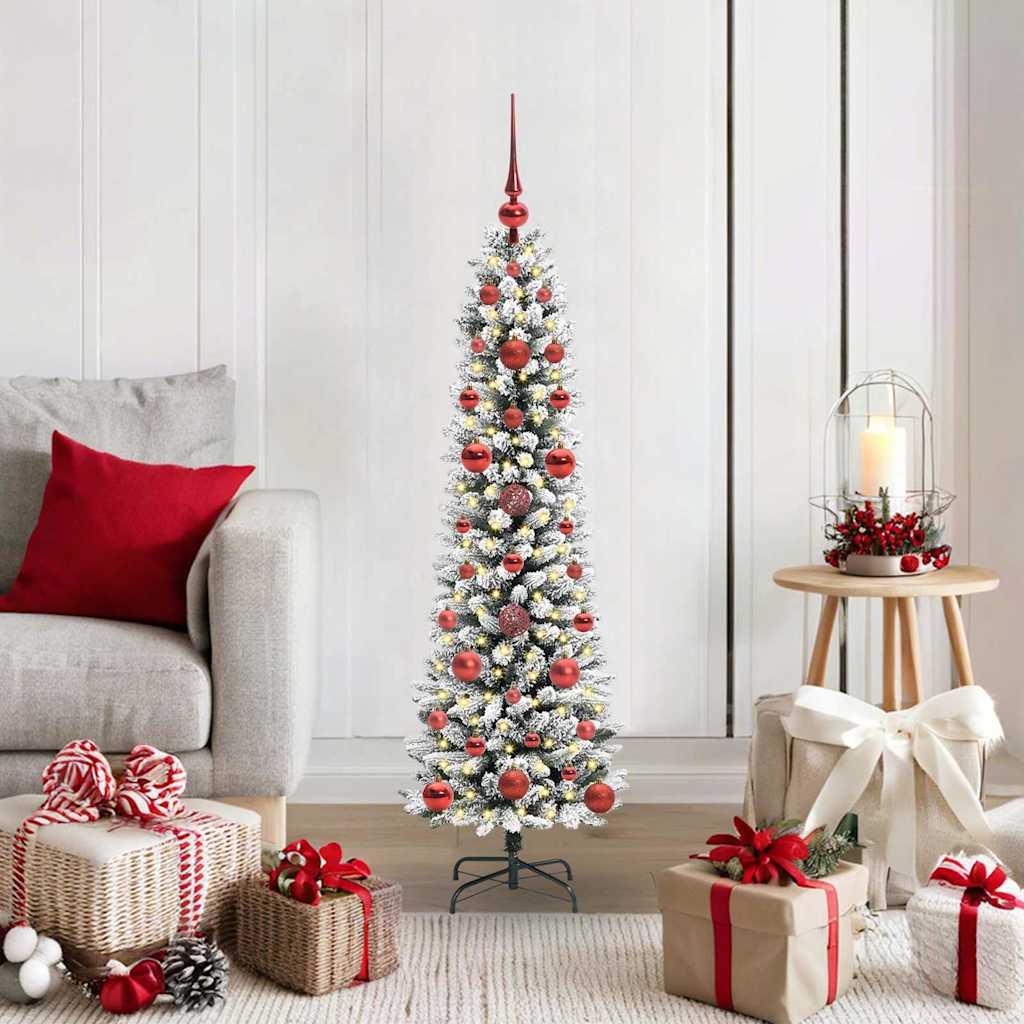 Kunstigt juletræ - hvid kegleform, 120 cm med LED og stativ billede