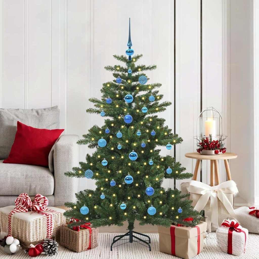 Kunstigt Hinged Juletræ med 150 LED'er med stativ 150 cm PVC billede