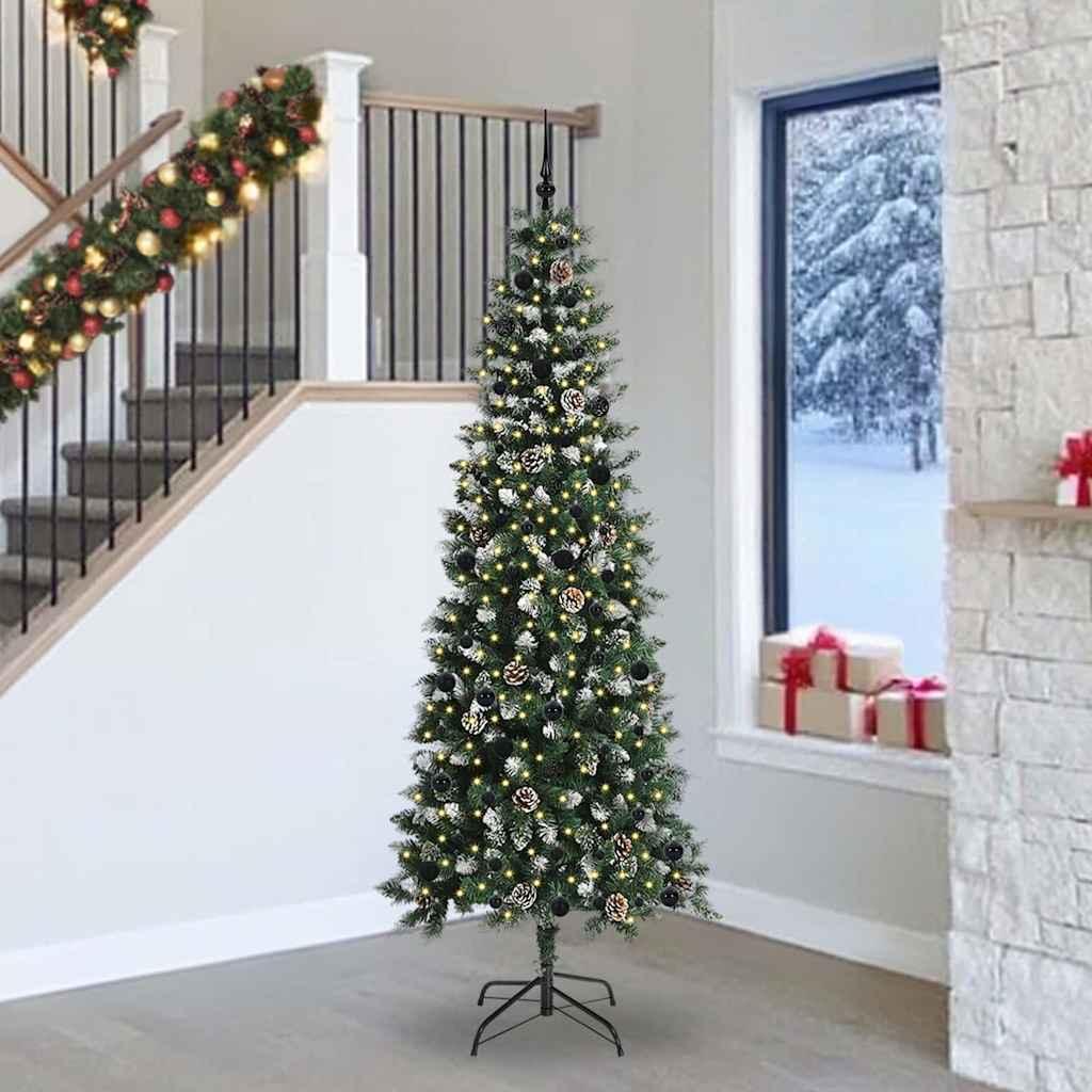 Kunstigt juletræ med lys - grøn 240 cm, PVC/stål, USB billede