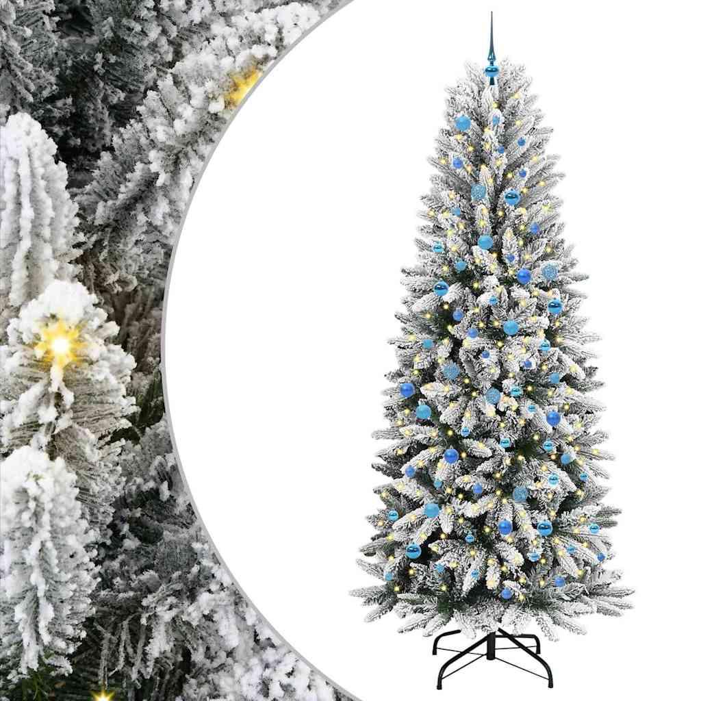 Kunstigt juletræ - hvid 240 cm med varm hvid LED, PVC/PE på metalstativ billede