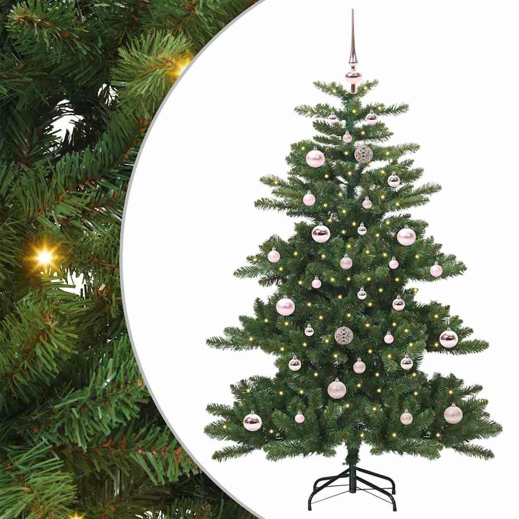 Kunstigt Hinged Juletræ med 150 LED'er med stativ 150 cm PVC billede