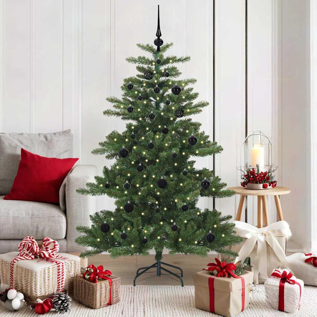 Kunstigt Hinged Juletræ med 150 LED'er med stativ 150 cm PVC billede