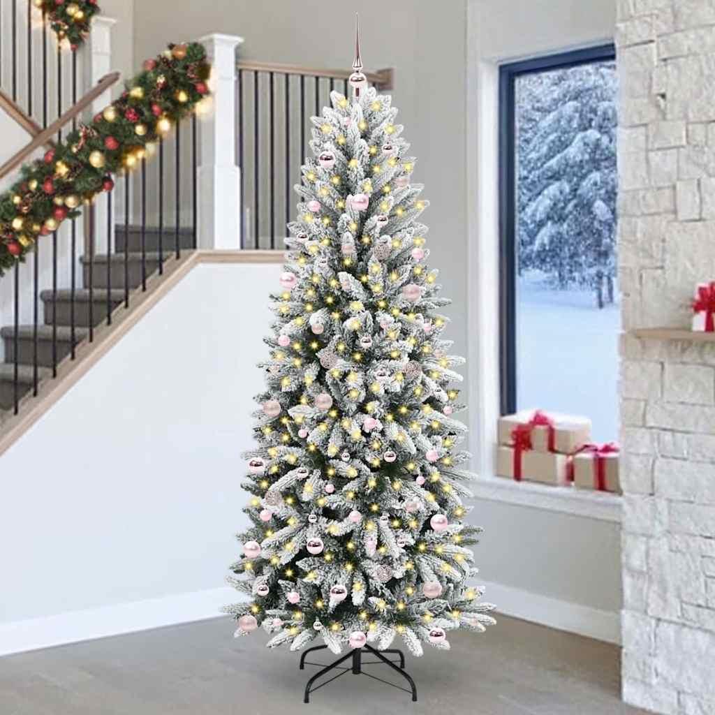 Kunstigt juletræ med 300 LED'er Hvid 93 x 93 x 240 cm billede