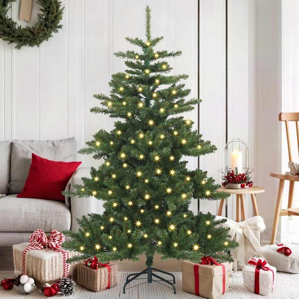 Kunstigt Hinged Juletræ med 150 LED'er med stativ 150 cm PVC billede