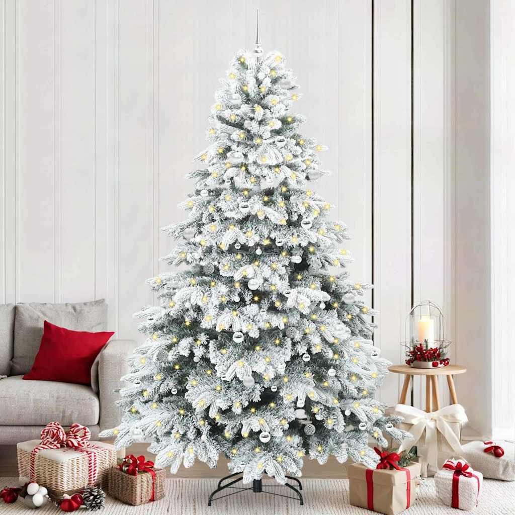 vidaXL Kunstigt juletræ med 300 LED'er Hvid 240 cm PE og PVC