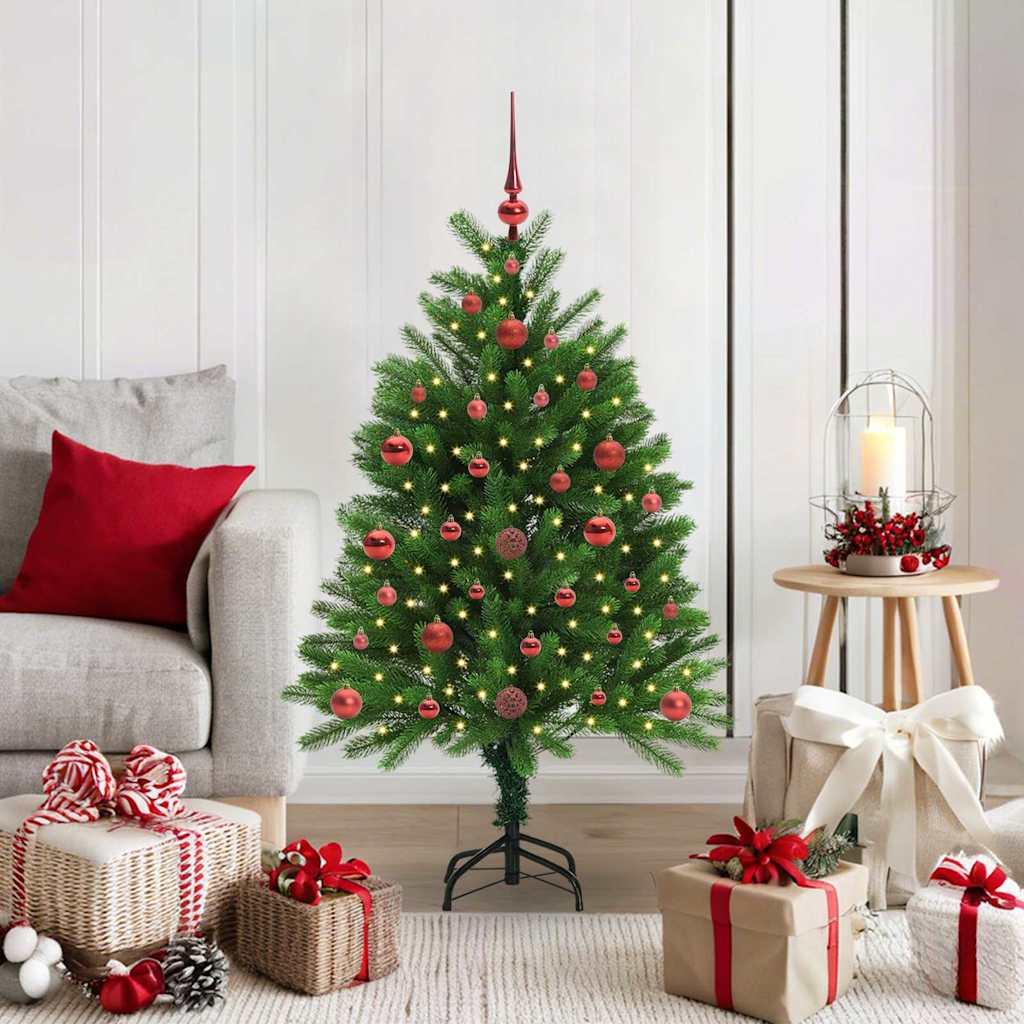 Juletræ 120 cm med 150 LED - grøn PE med stativ billede