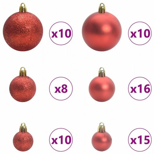 Kunstigt juletræ med LED og pynt - hvid, 210 cm