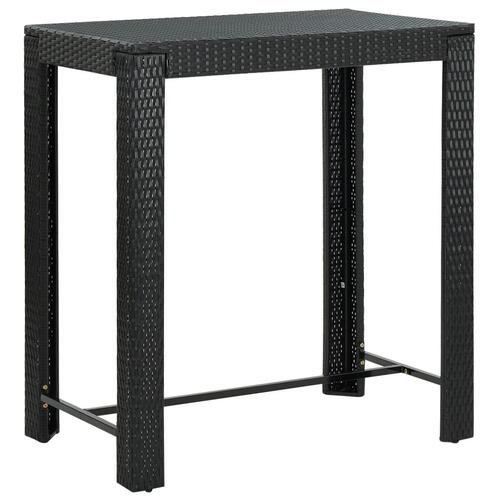 Udendørs barsæt 7 dele med hynder polyrattan sort
