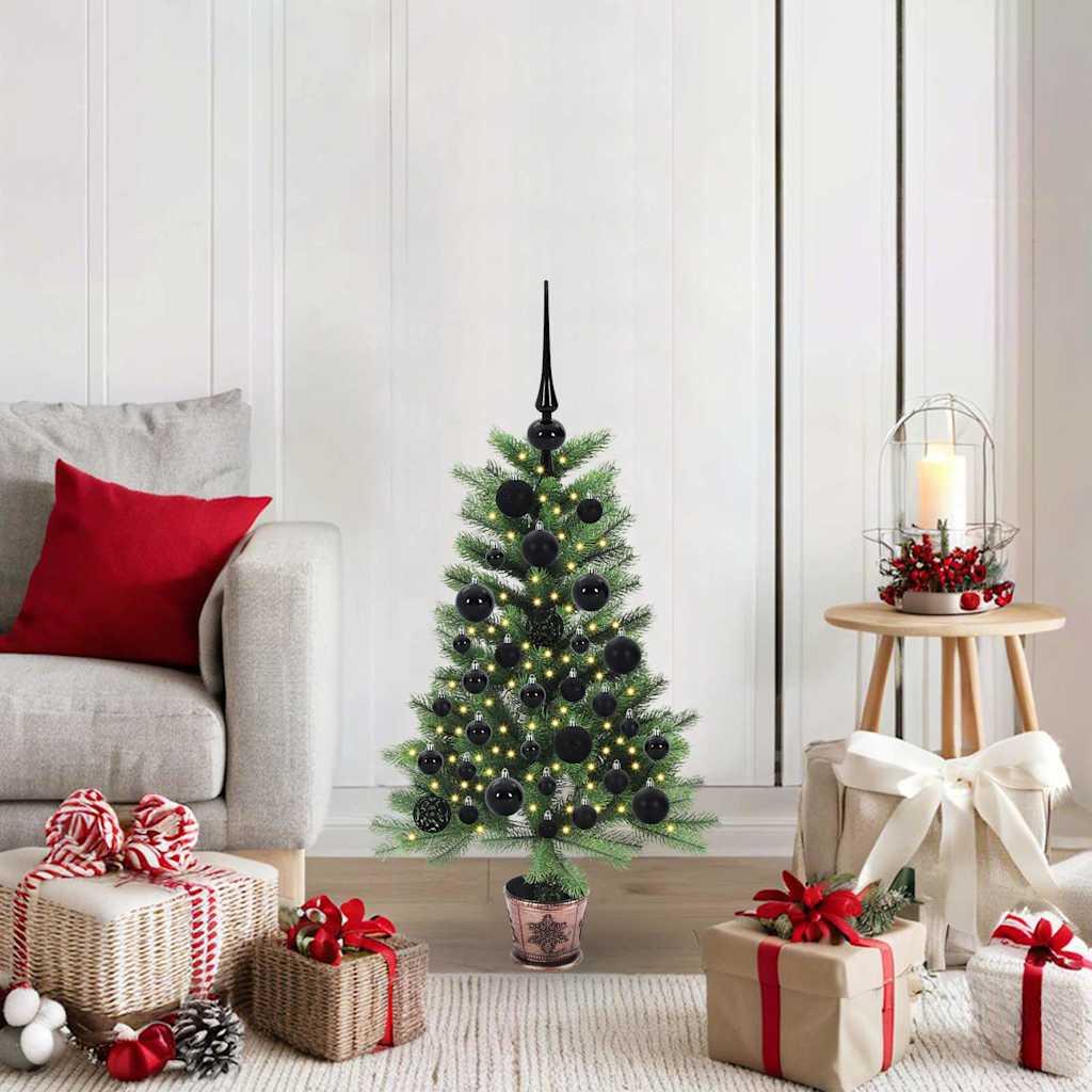 Juletræ med 150 LED'er med stativ Grøn 90 cm PE billede