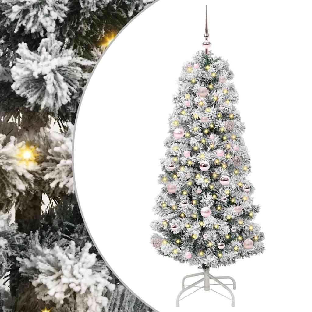 Kunstigt Hinged Juletræ Grøn og hvid 150 cm billede