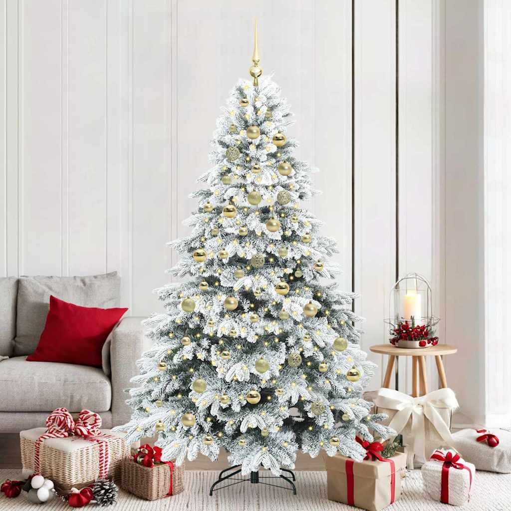 vidaXL Kunstigt juletræ med 300 LED'er Hvid 210 cm PE og PVC