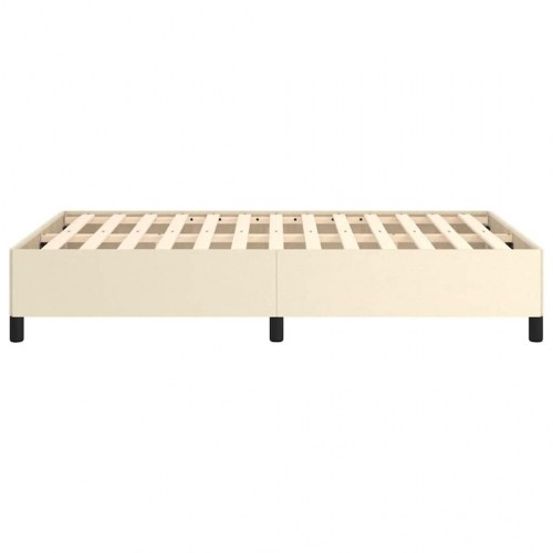 Sengeramme 120x190 cm i kunstlæder - cremefarvet enkeltseng