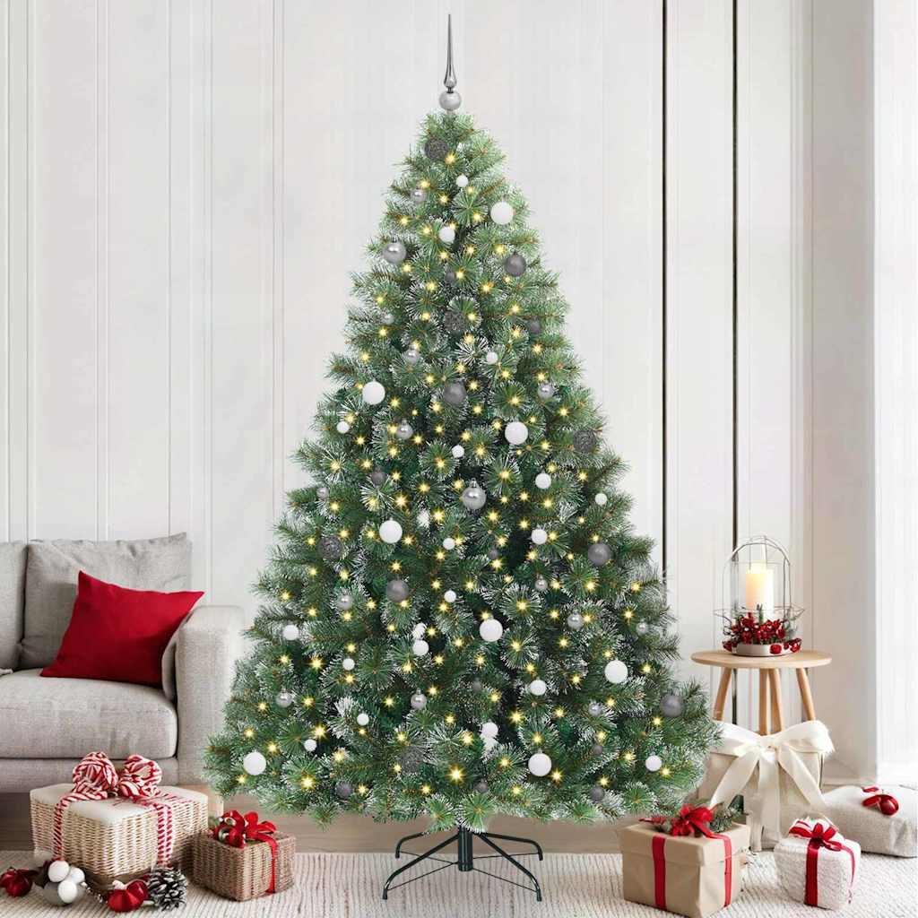 Kunstigt juletræ med 300 LED'er Grøn 240 cm PE og PVC billede