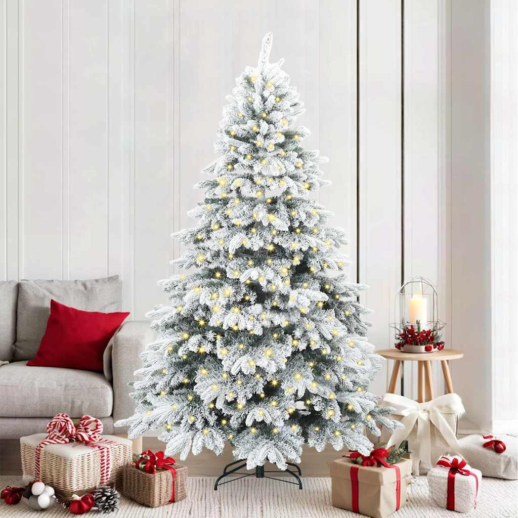 vidaXL Kunstigt juletræ med 300 LED'er Hvid 210 cm PE og PVC