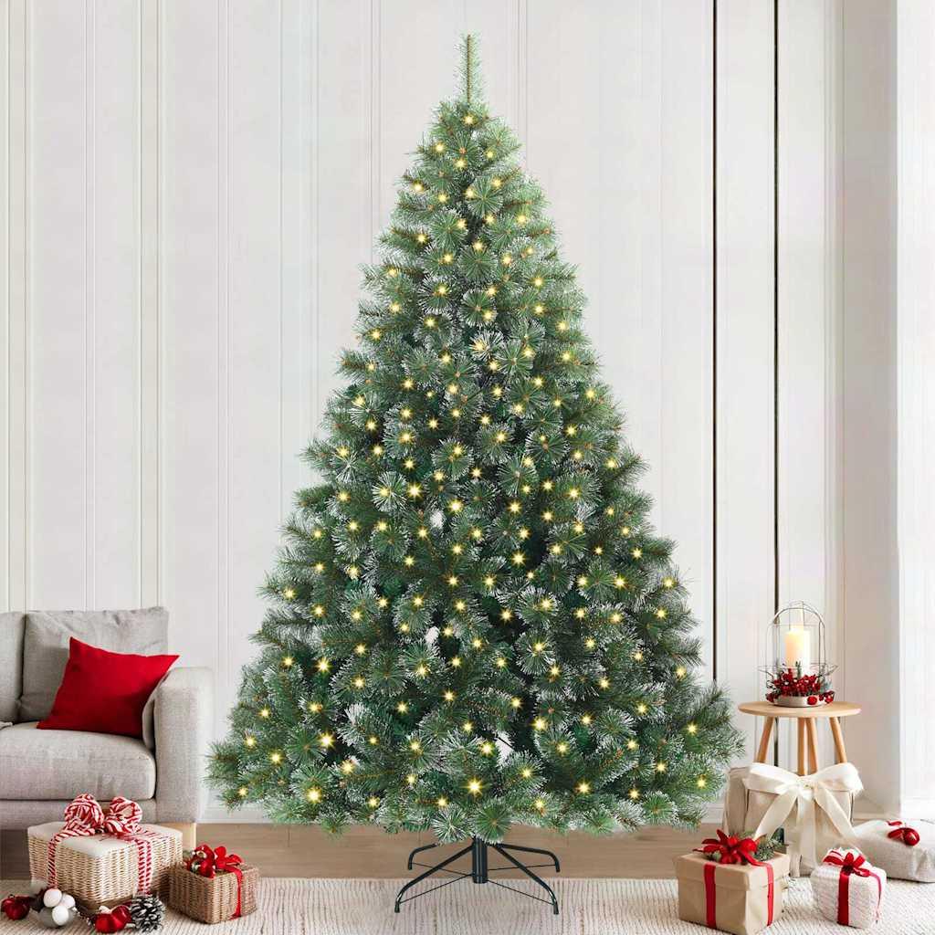 Kunstigt juletræ med 300 LED'er Grøn 240 cm PE og PVC billede
