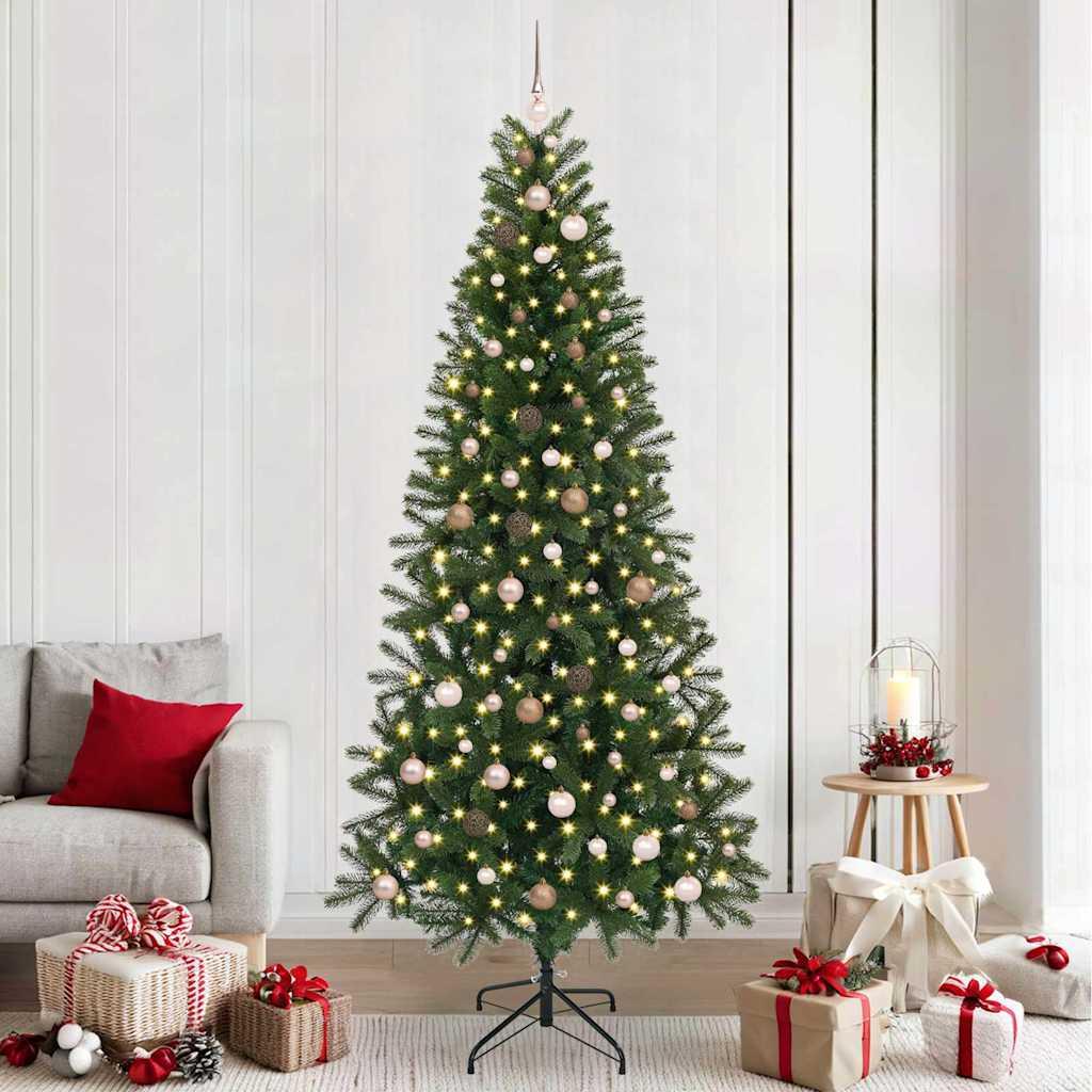 vidaXL Kunstigt juletræ med 300 LED'er Grøn 240 cm PE og PVC