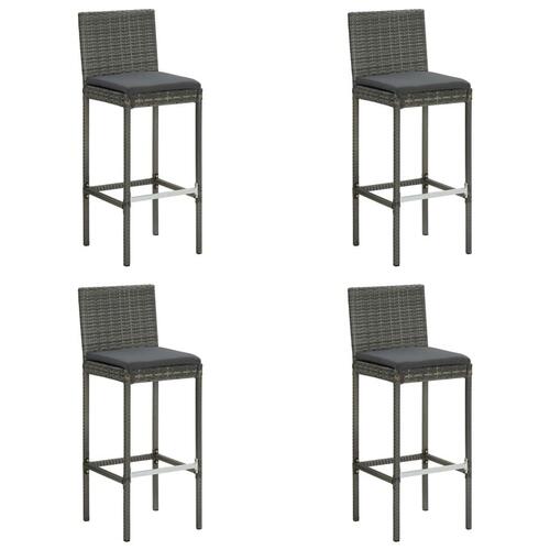 Havebarsæt 5 dele med hynder polyrattan grå