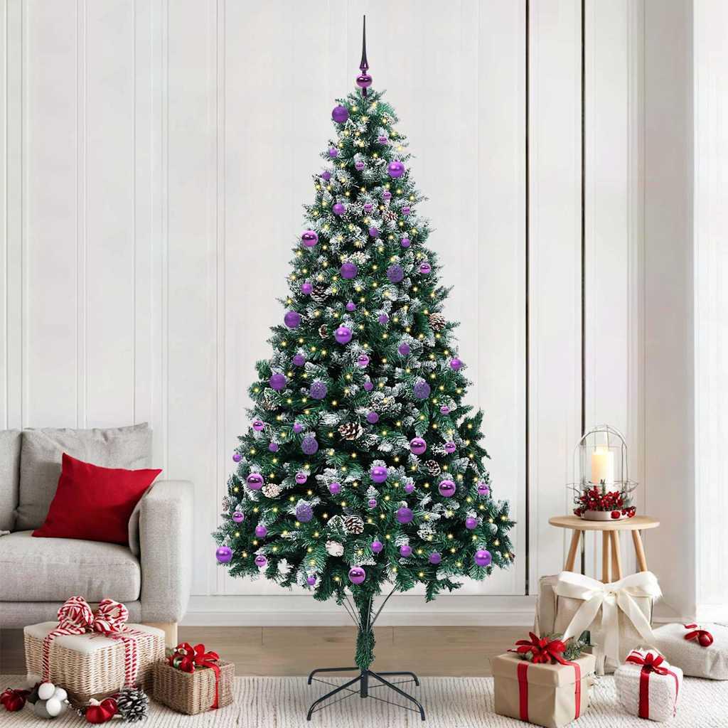 Kunstigt juletræ med LED-lys, stativ - grøn 240 cm (PVC/stål/plast) billede