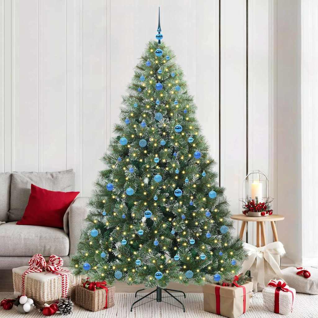 Kunstigt juletræ 210 cm med 300 LED - grøn, PE/PVC