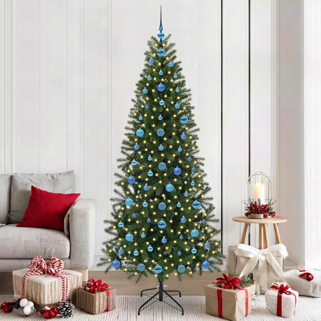 Kunstigt juletræ med 300 LED'er Grøn 210 cm PE og PVC billede