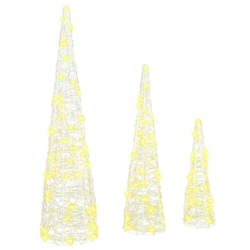 Juletræ med 90 LED'er 3 stk Varm hvid 20 x 20 x 80 cm Akryl