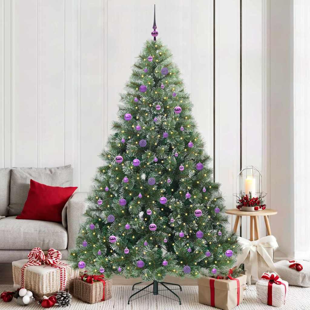 Kunstigt juletræ 210 cm med 300 LED - grøn, PE/PVC
