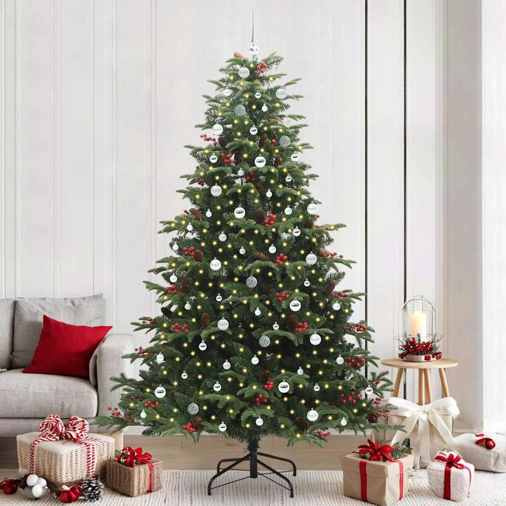 vidaXL Kunstigt juletræ med stativ Grøn 240 cm PVC og metal og plast